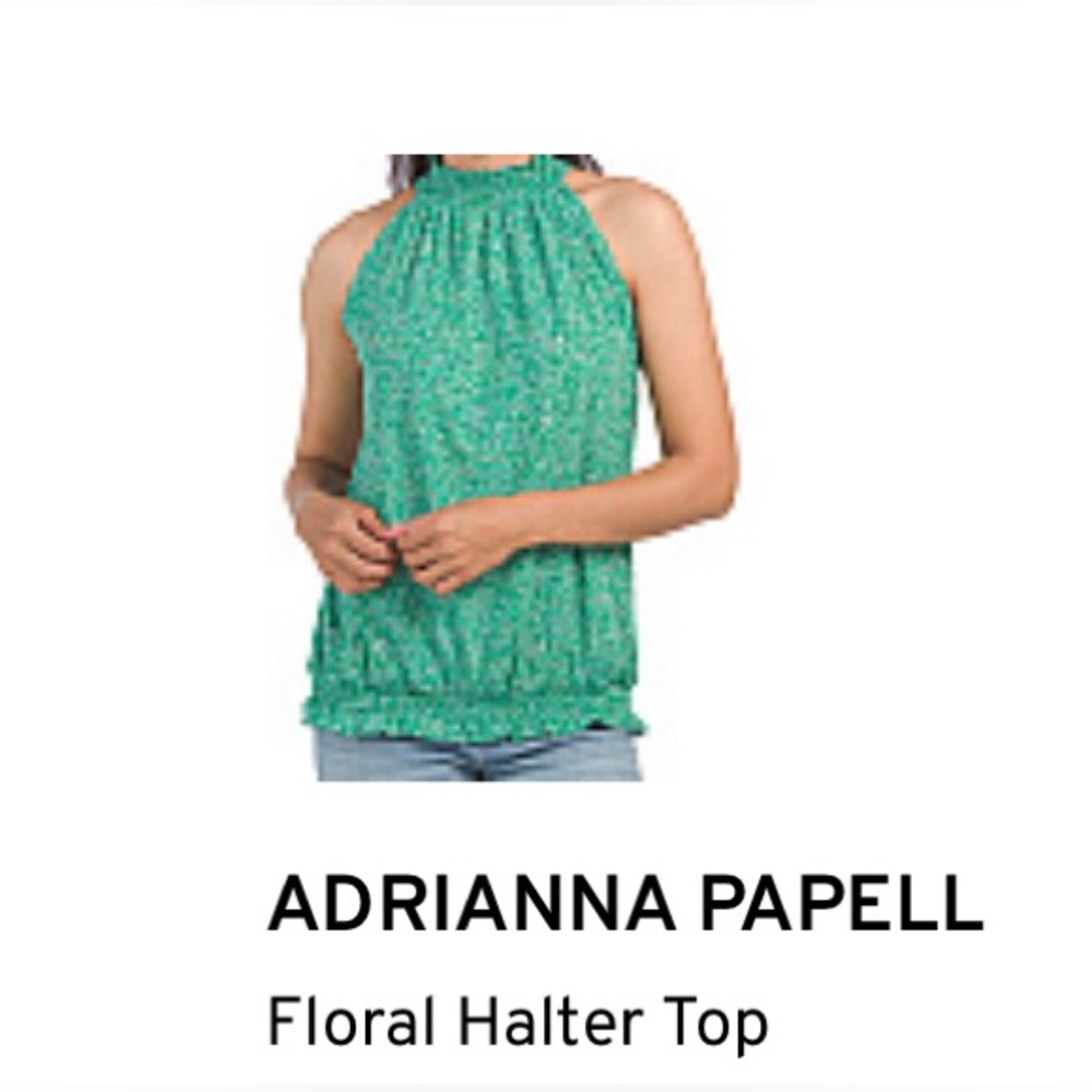 NWOT Adrianna Papell Green Floral Halter Top